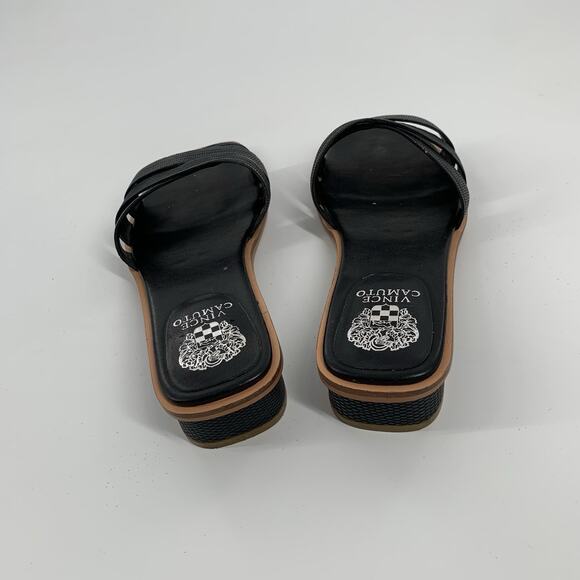 Vince Camuto Ydelle Slip On Mules Sandals Size 7.5 Womens Black Leather Open Toe - Picture 4 of 11